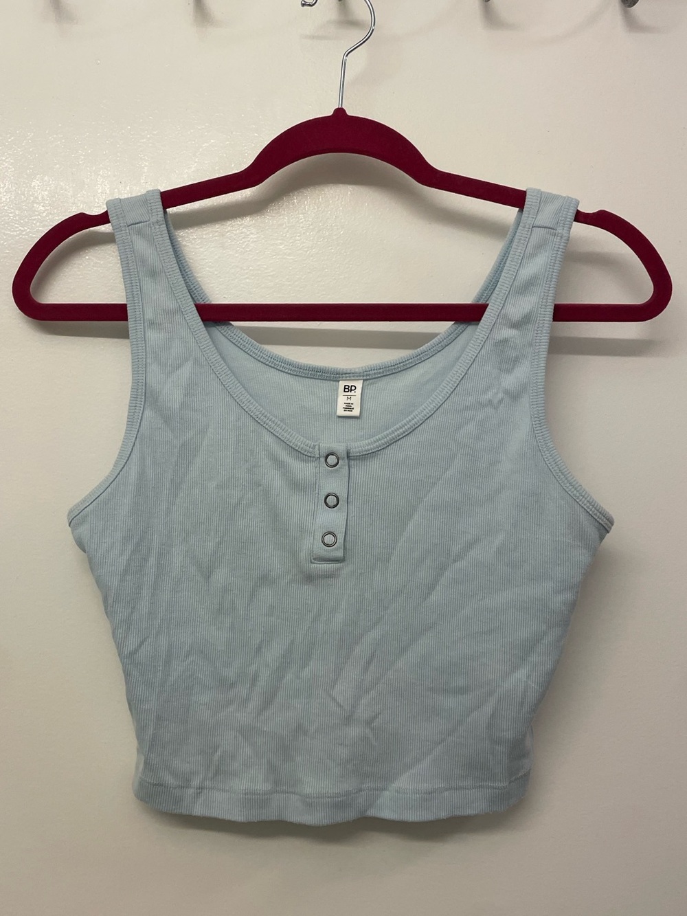 bp Light Blue Ribbed Henley Tank Top